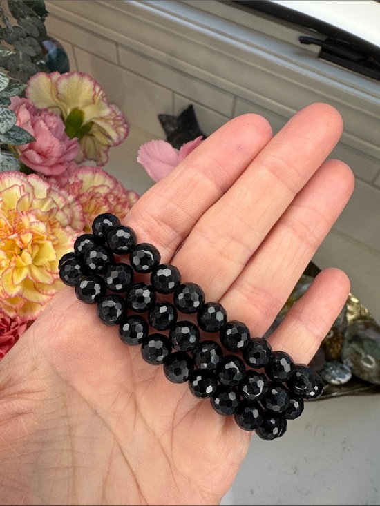 Jewelry - Faceted Obsidian Bracelet (listing is for one): B1032